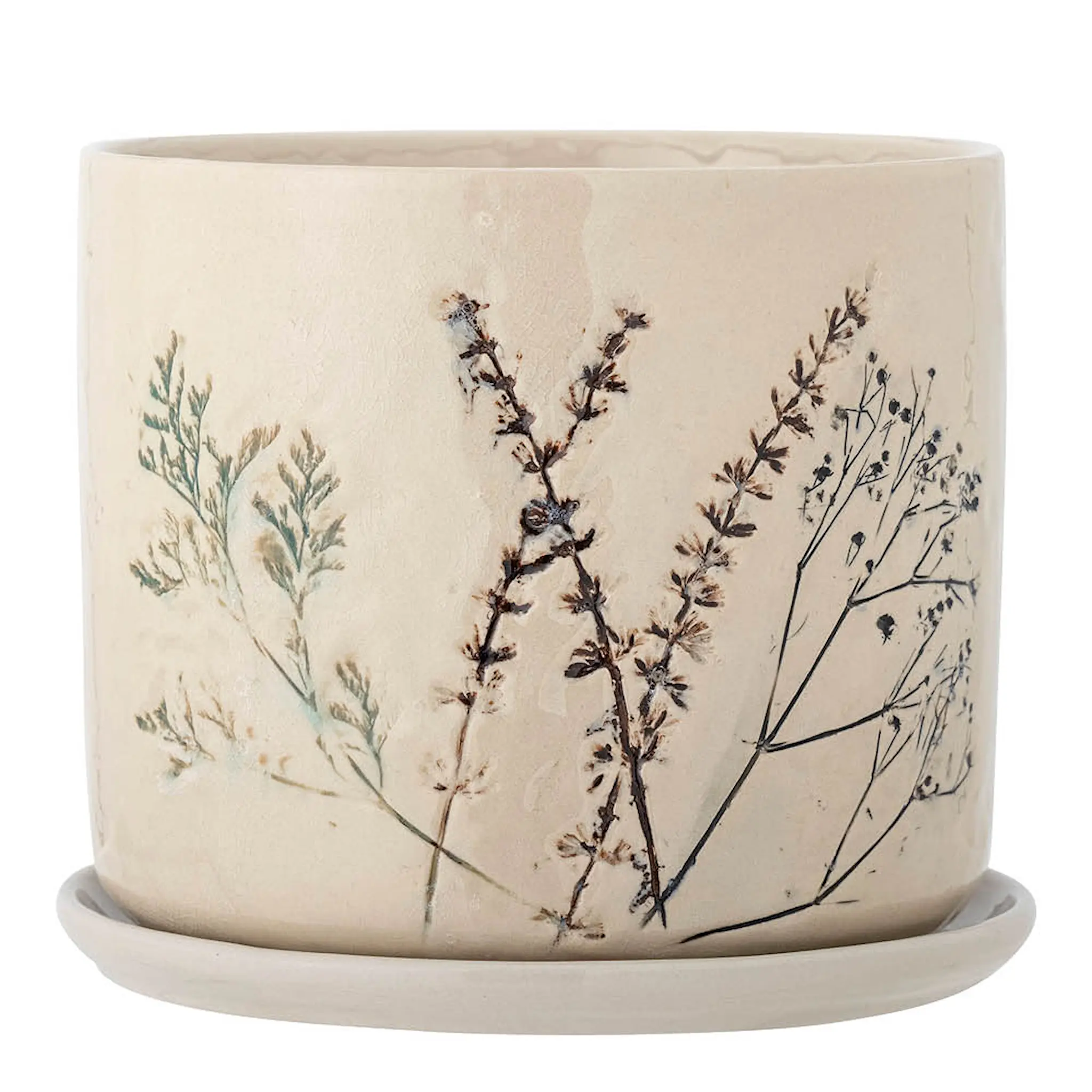 Bloomingville Bea blomkruka med fat 18x21 cm natur