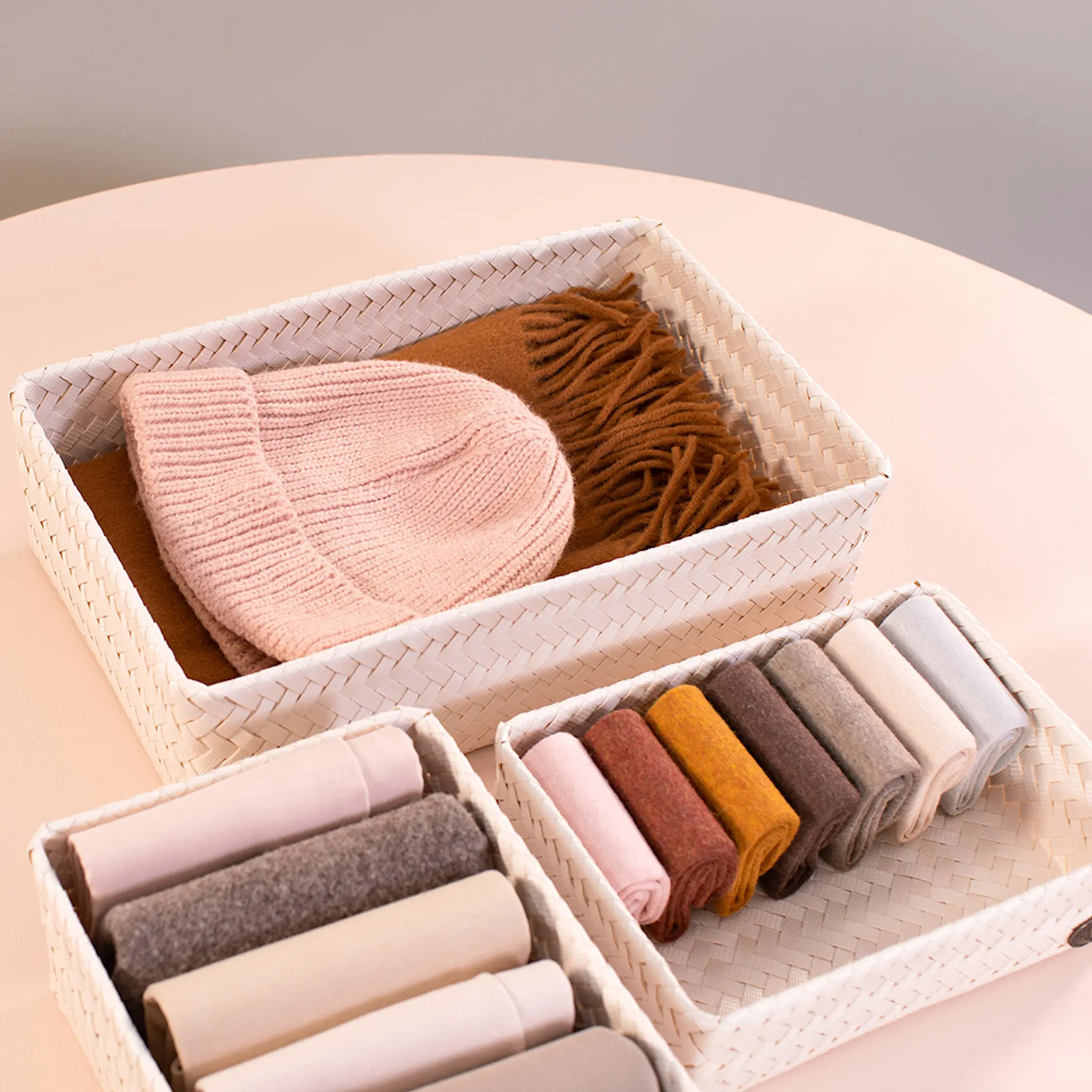 Handed By Fit stor förvaringskorg 36x24x10 cm champagne