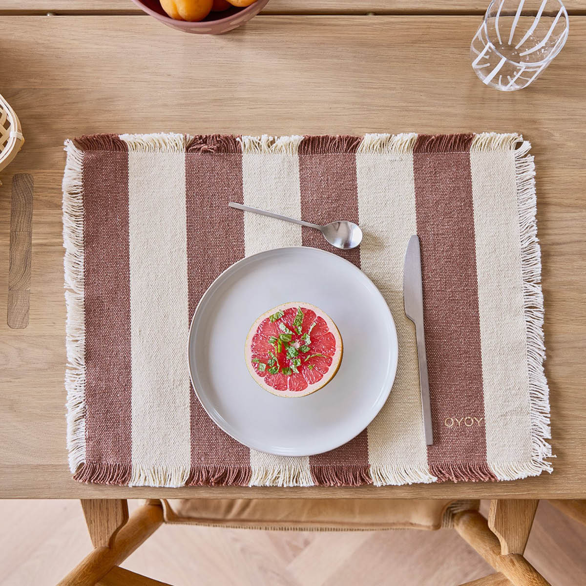 OYOY Toppu bordstablett 48x36 cm 2-pack brun/offwhite