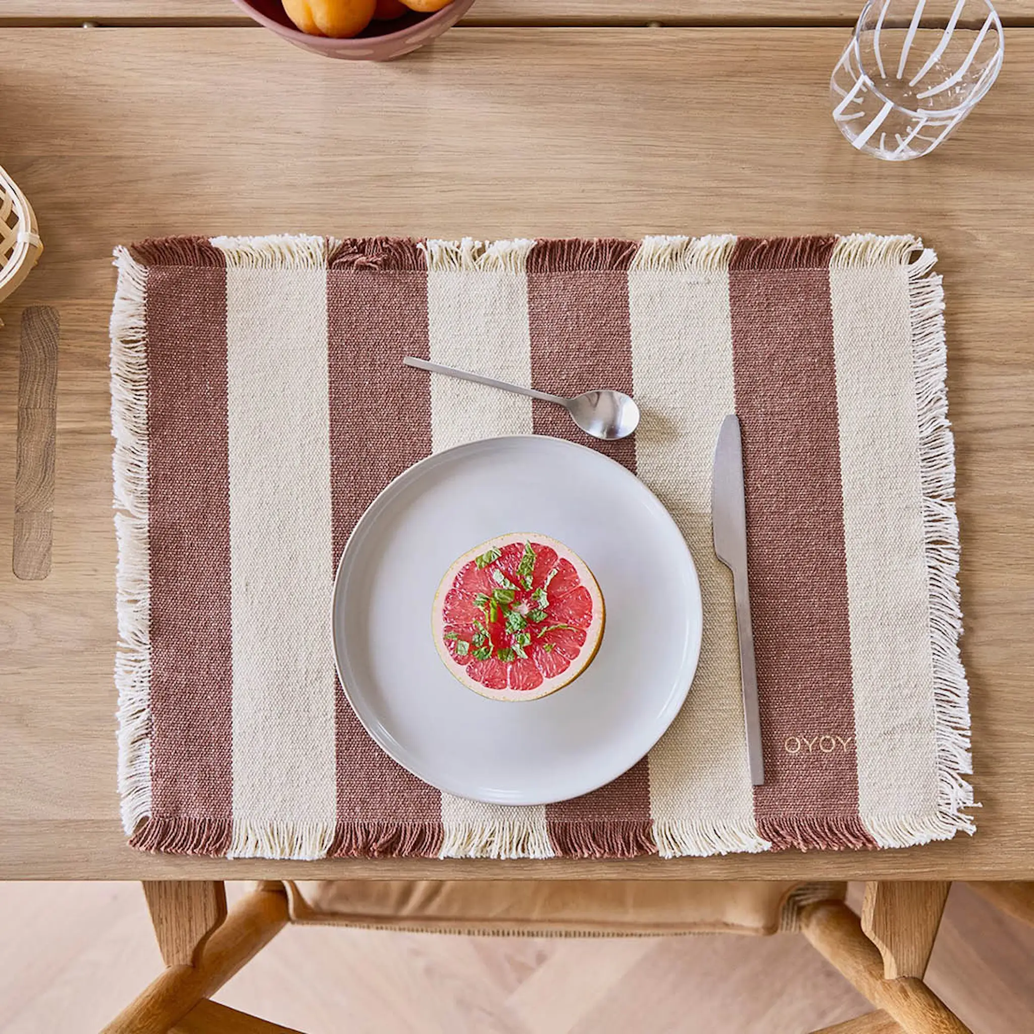 OYOY Toppu bordstablett 48x36 cm 2-pack brun/offwhite