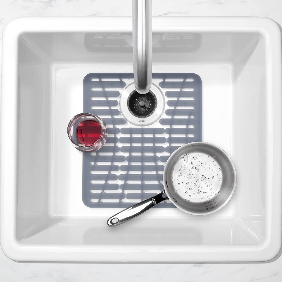 Oxo Silikonmatte til vasken liten grå