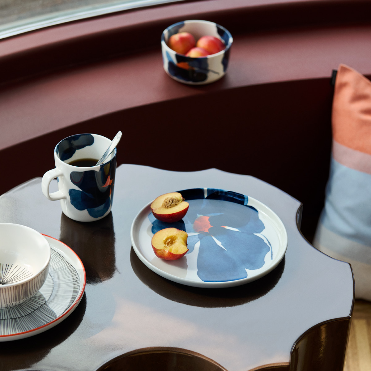 Marimekko Valssi frukostset 6 delar vit/blå/orange