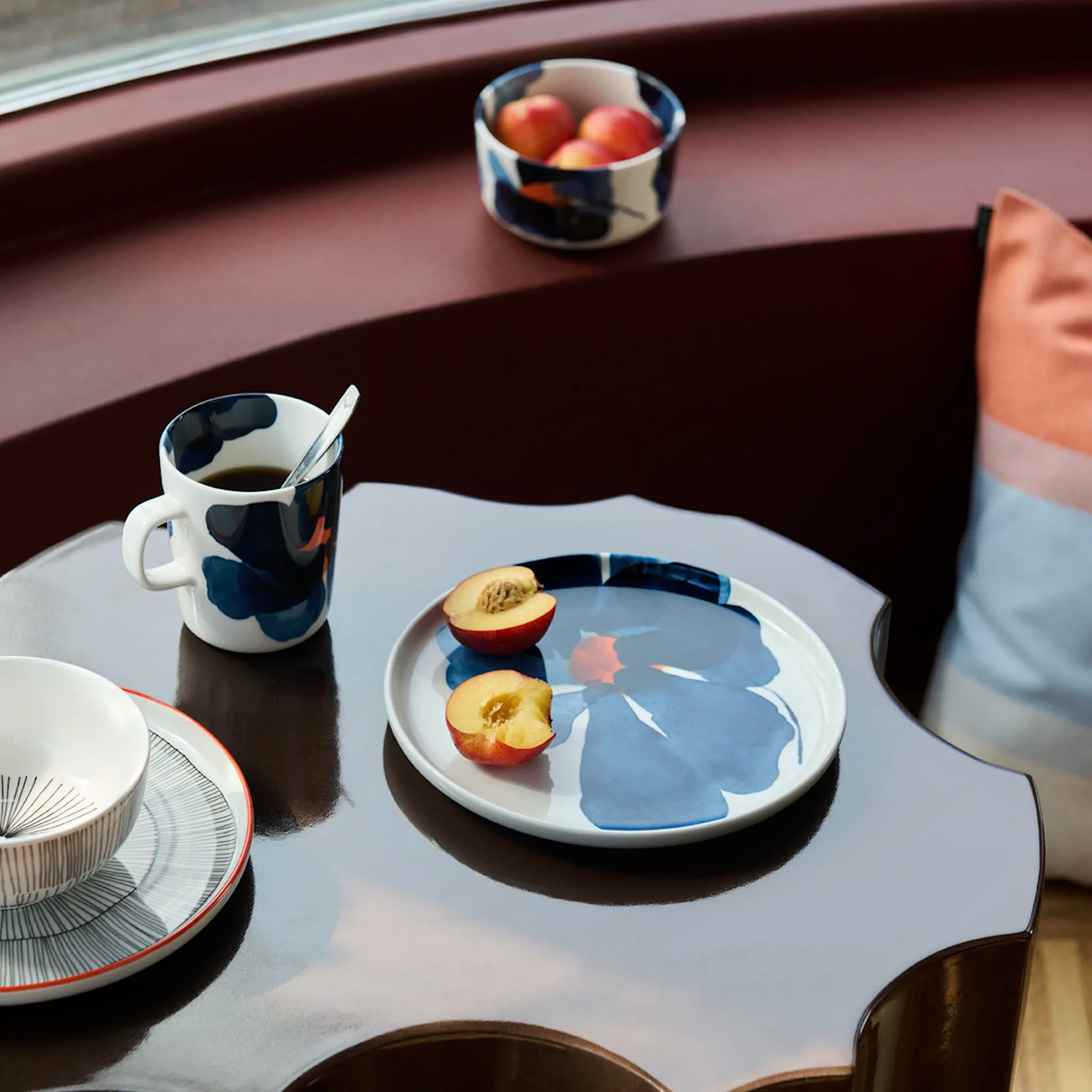 Marimekko Valssi frukostset 6 delar vit/blå/orange