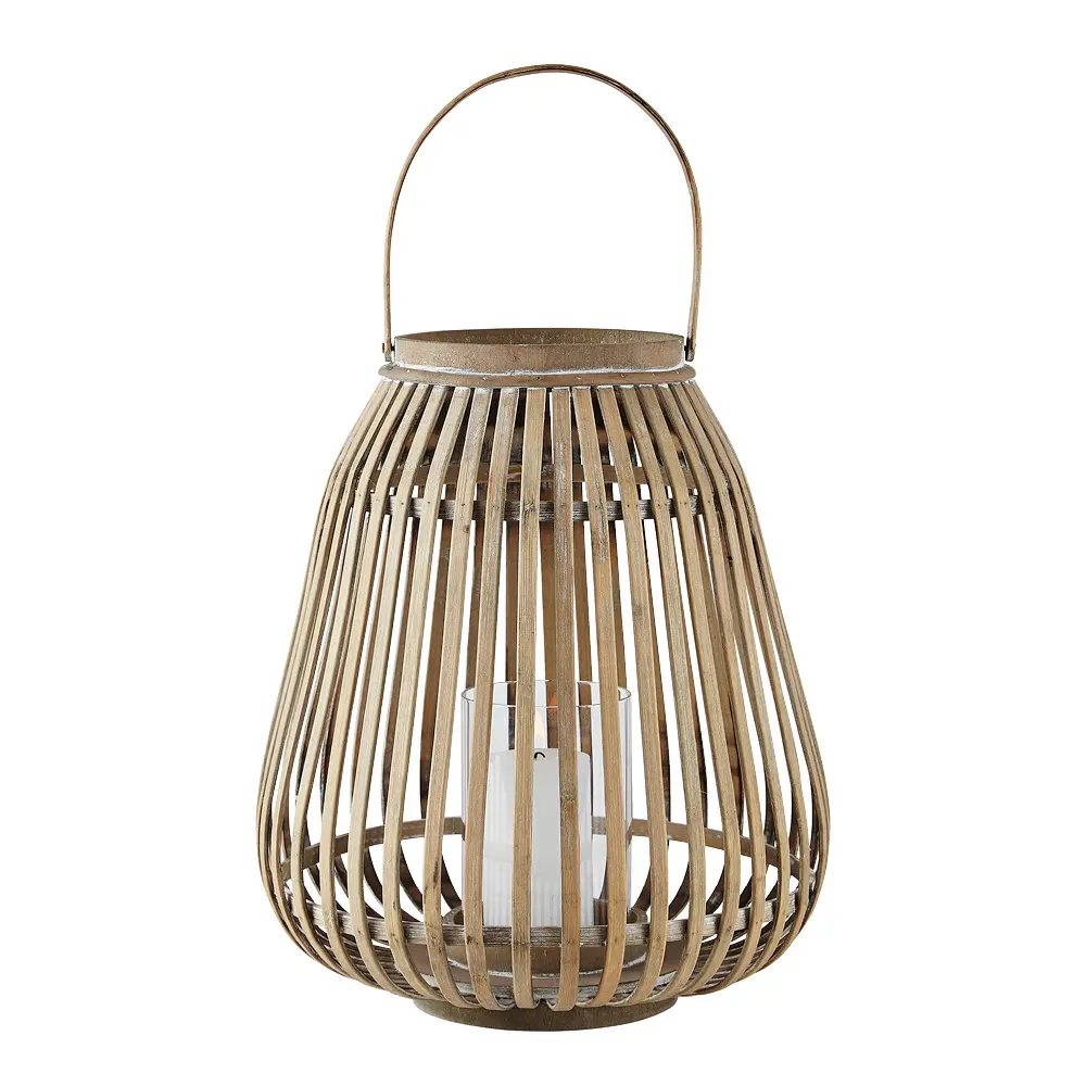 Amas lanterne bambus/glass 29x35 cm