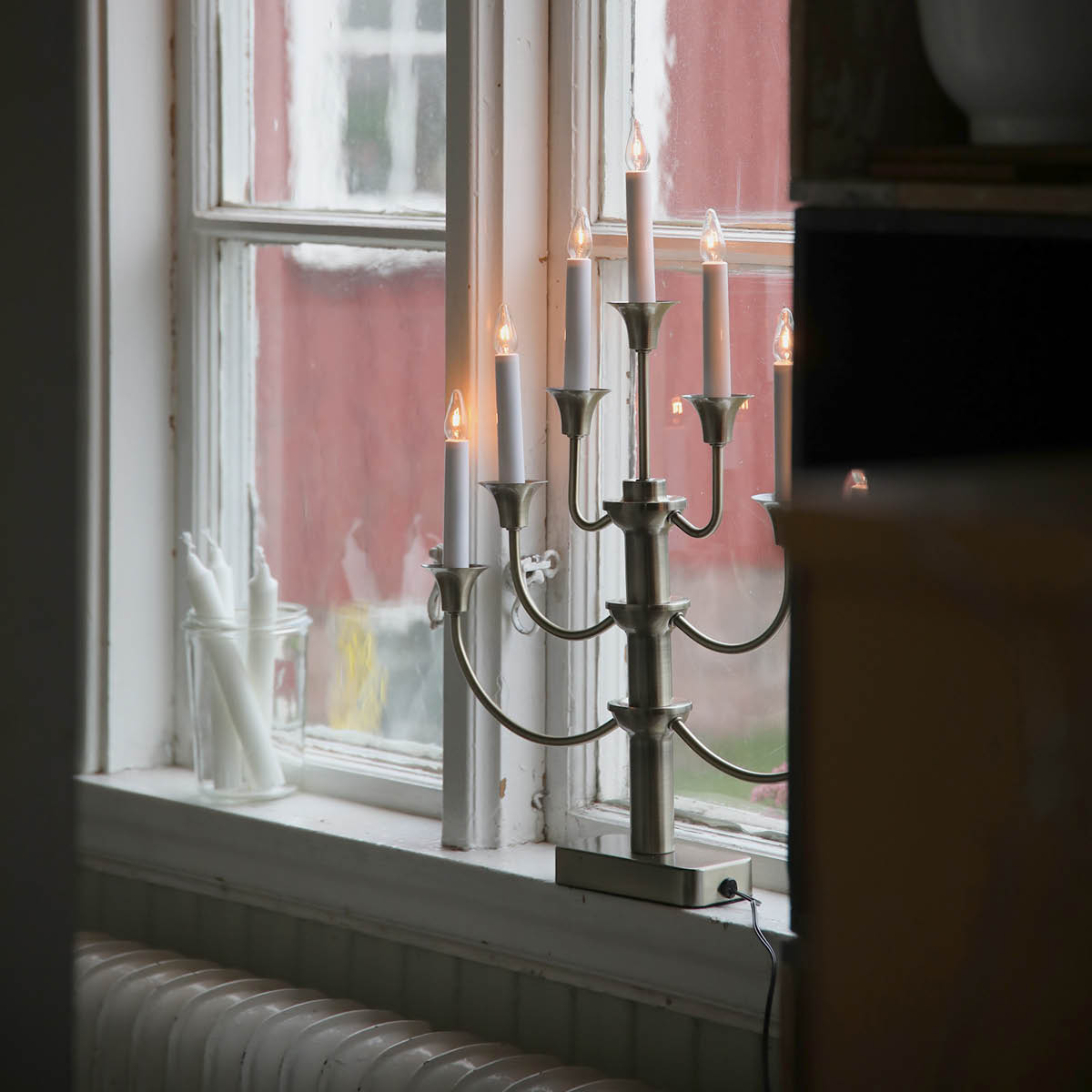 Markslöjd Gylling adventstake 7 lys 53 cm antikk messing