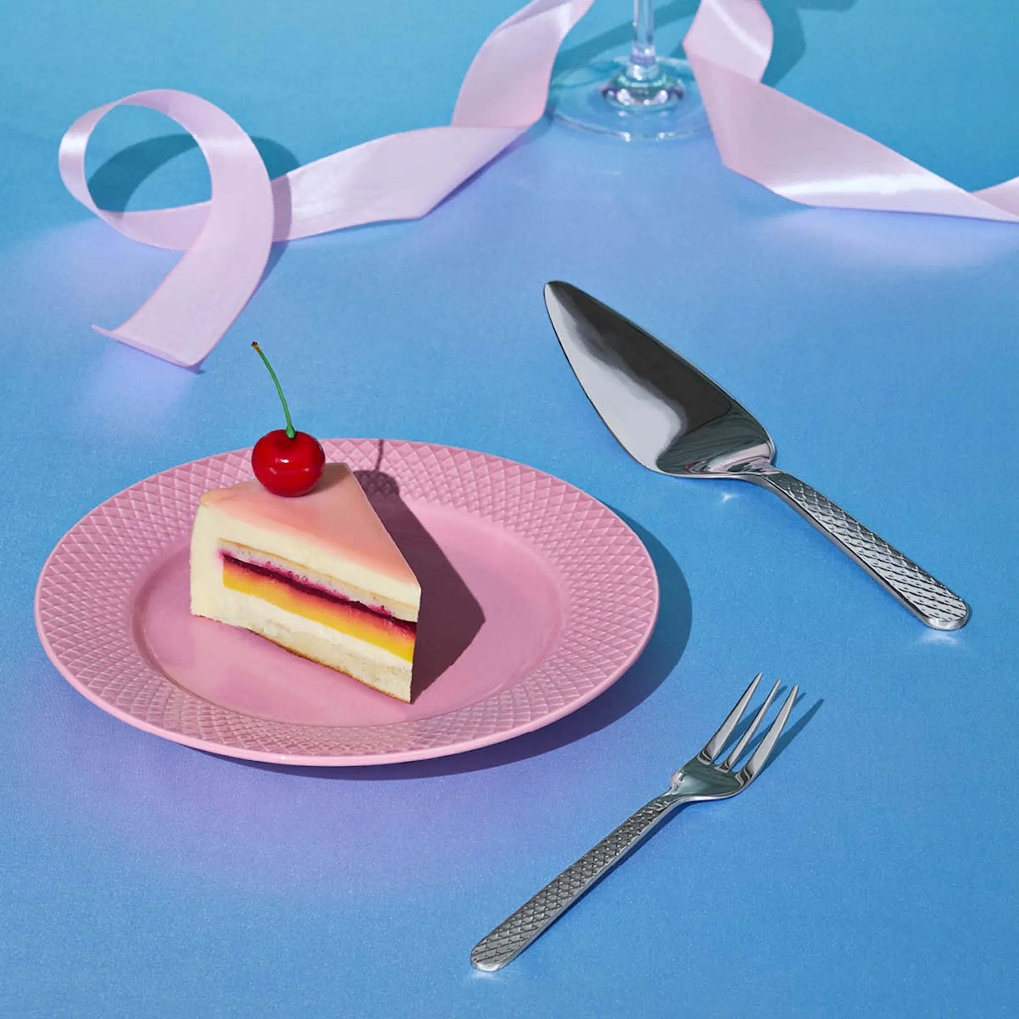 Lyngby Porcelæn Rhombe tårtgaffel 4-pack stål