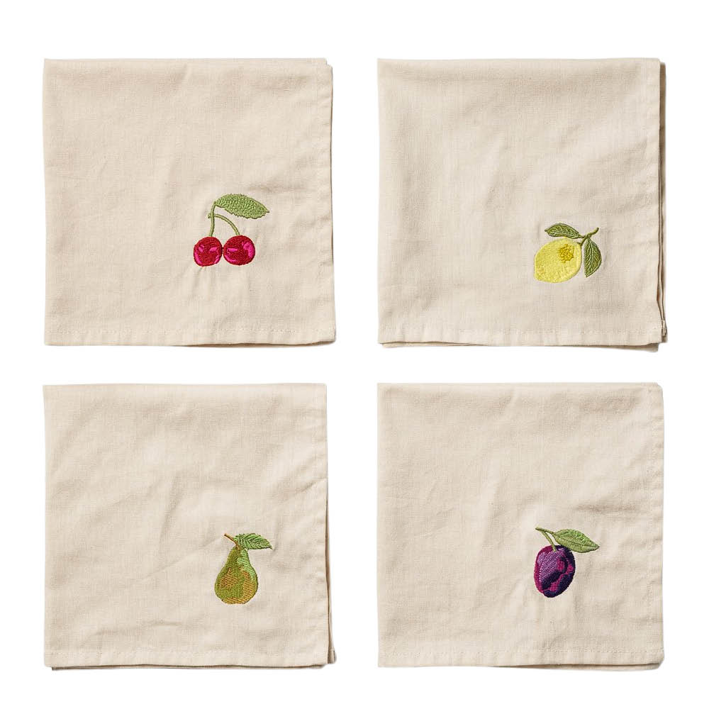 Midnatt Tutti Frutti tygservett 40x40 cm 4-pack beige/multi