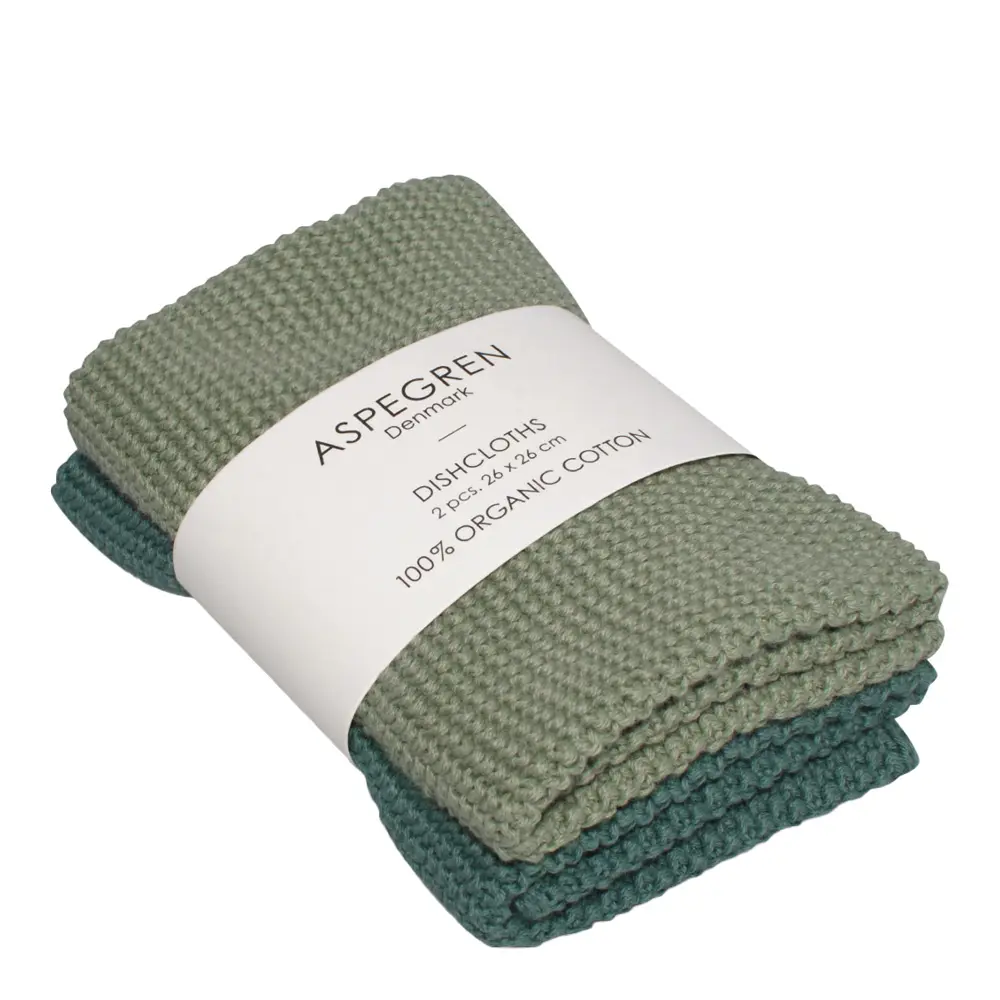 Solid Neulottu tiskirätti 26x26 cm 2 kpl Mint