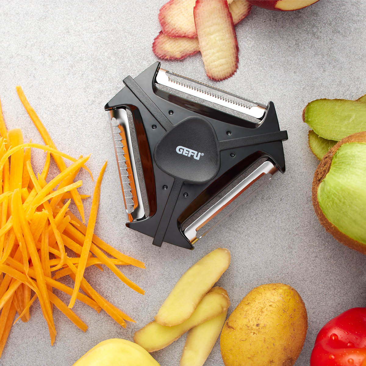 Gefu Spin universalskalare 3 blad 10 cm grå