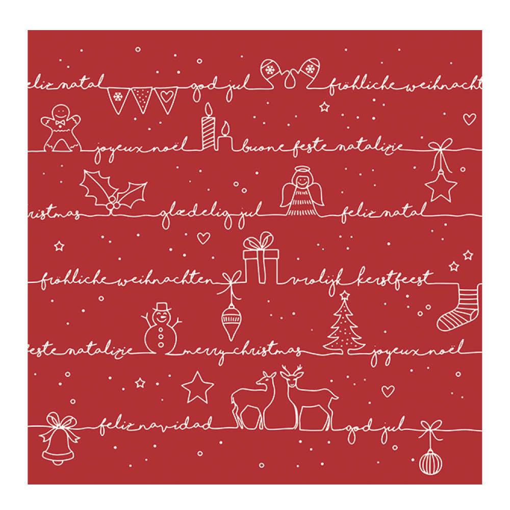 Ambiente Serviett 33x33 cm 20 stk Written Christmas Wishes