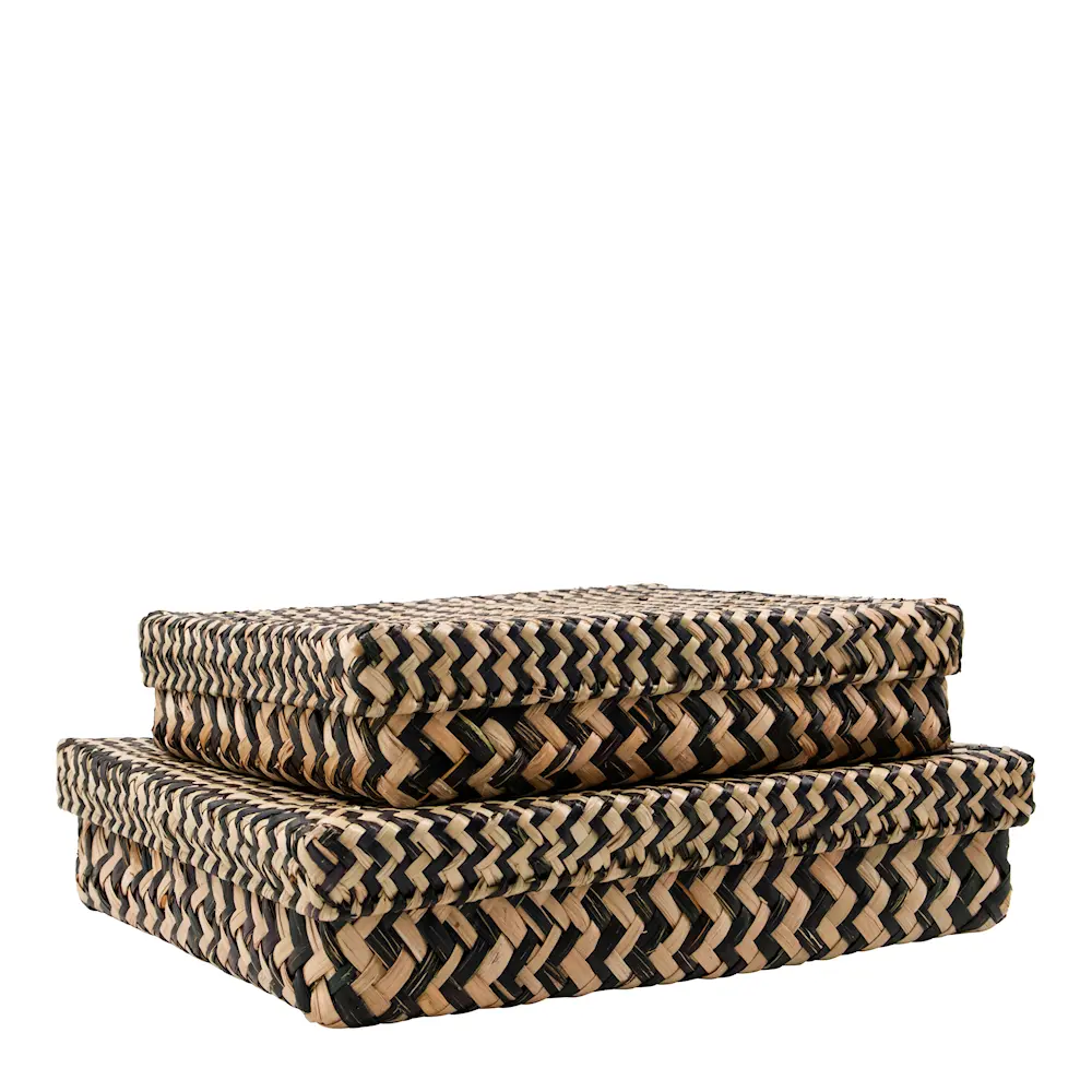 Ollie oppbevaringskurv 2 deler 28x23 + 32x28 cm svart/natur