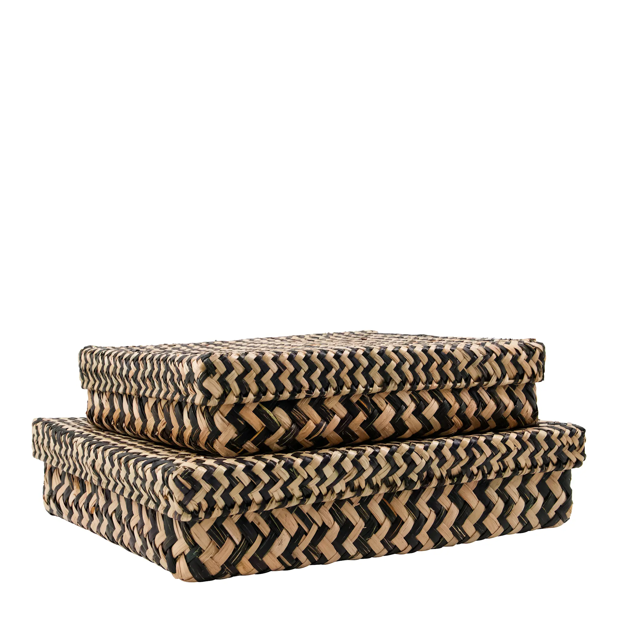 House Doctor Ollie oppbevaringskurv 2 deler 28x23 + 32x28 cm svart/natur