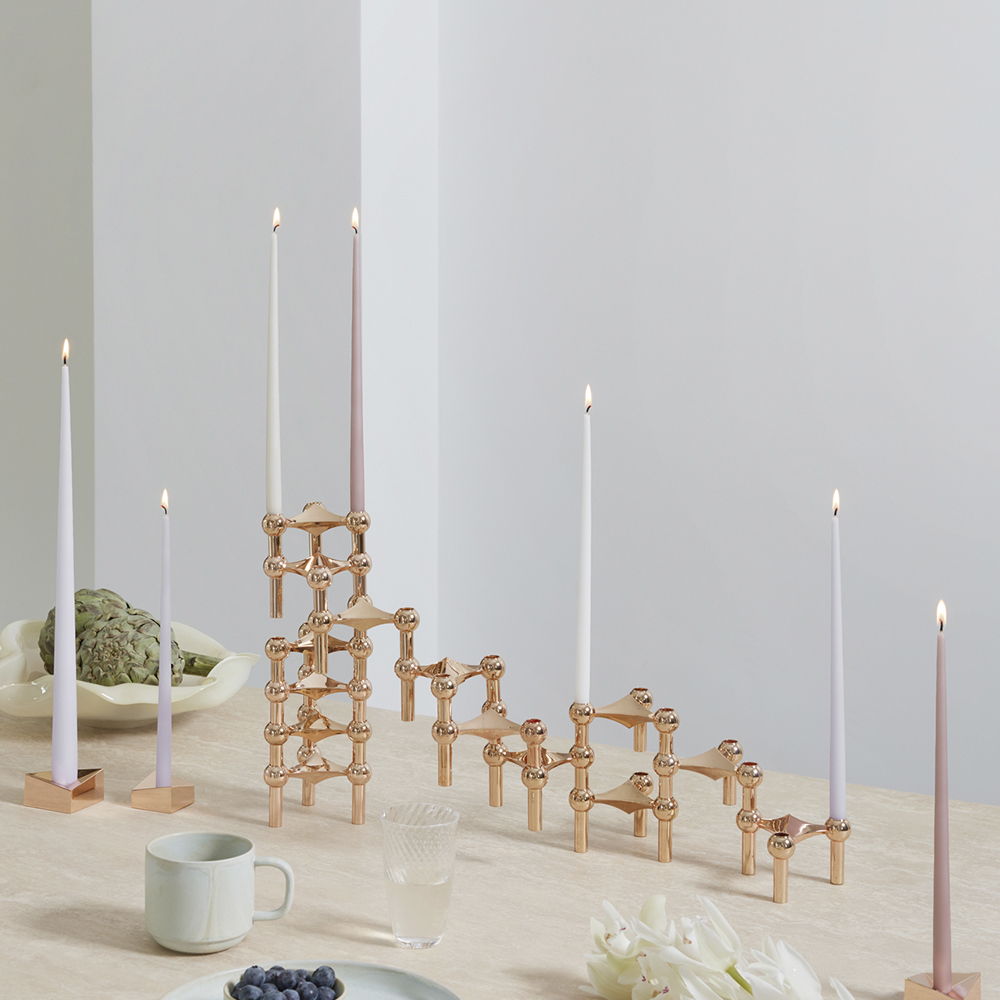 Stoff Nagel Kronelys 29 cm 6 stk latte