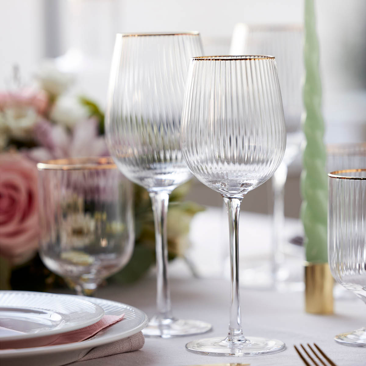 Lyngby Glas Palermo Gold hvitvinsglass 30 cl 4 stk klar