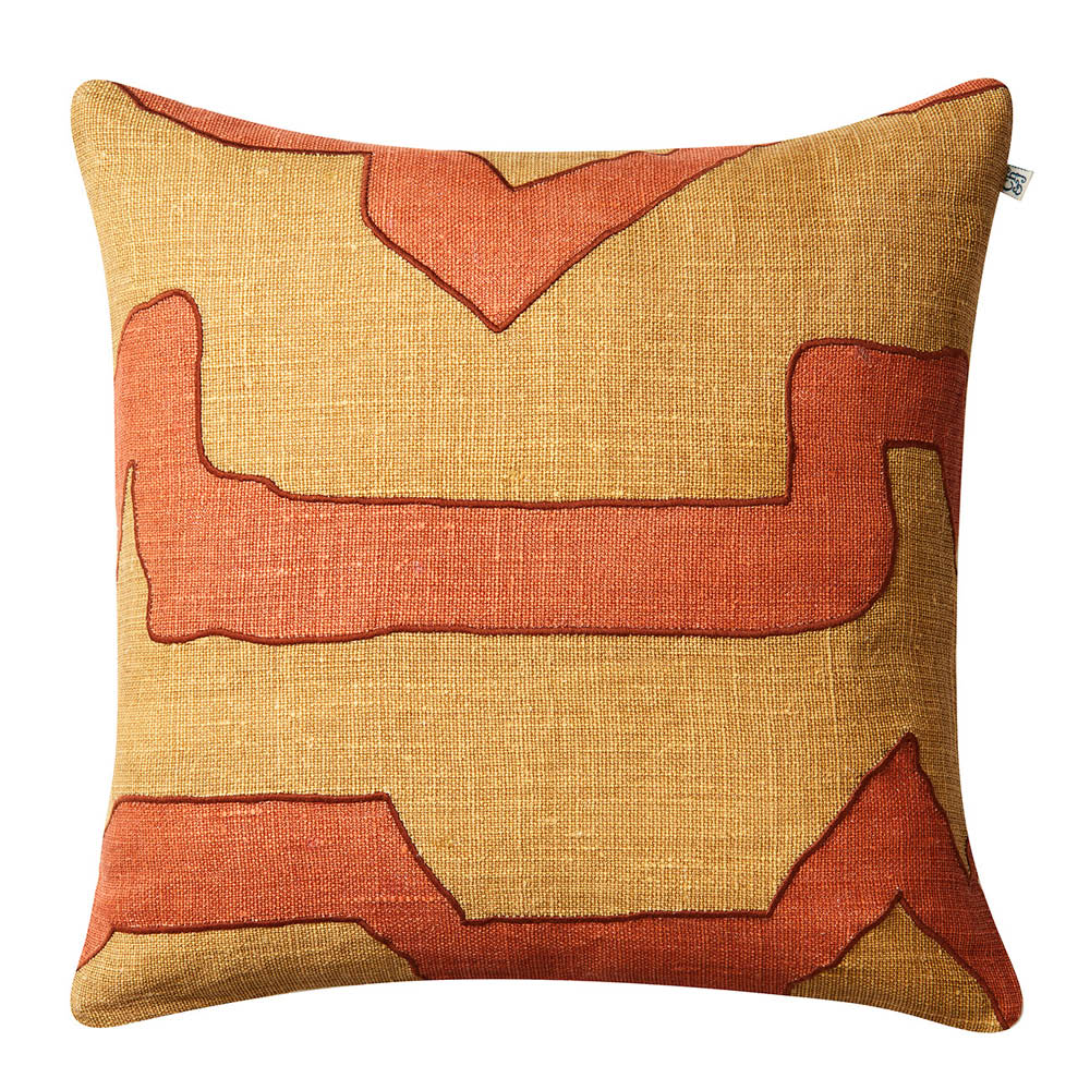 Chhatwal & Jonsson Sikkim kuddfodral linne 50x50 cm Apricot Orange/Khaki