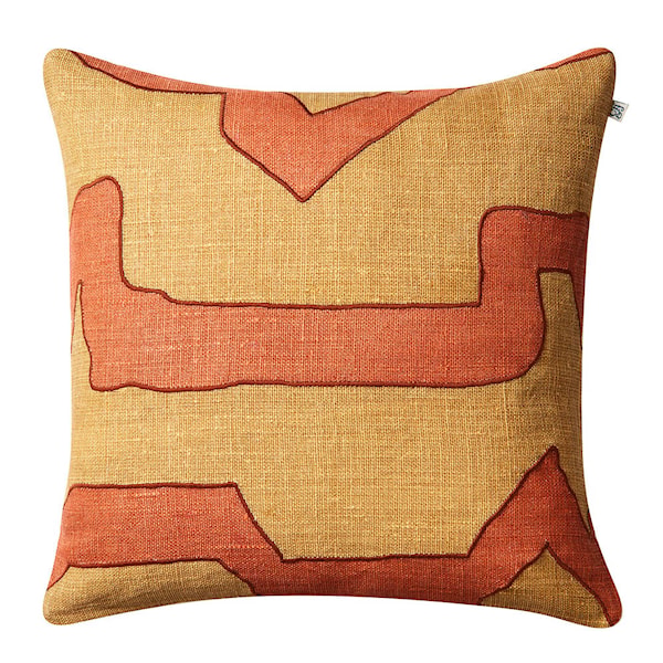 Sikkim kuddfodral linne 50x50 cm Apricot Orange/Khaki