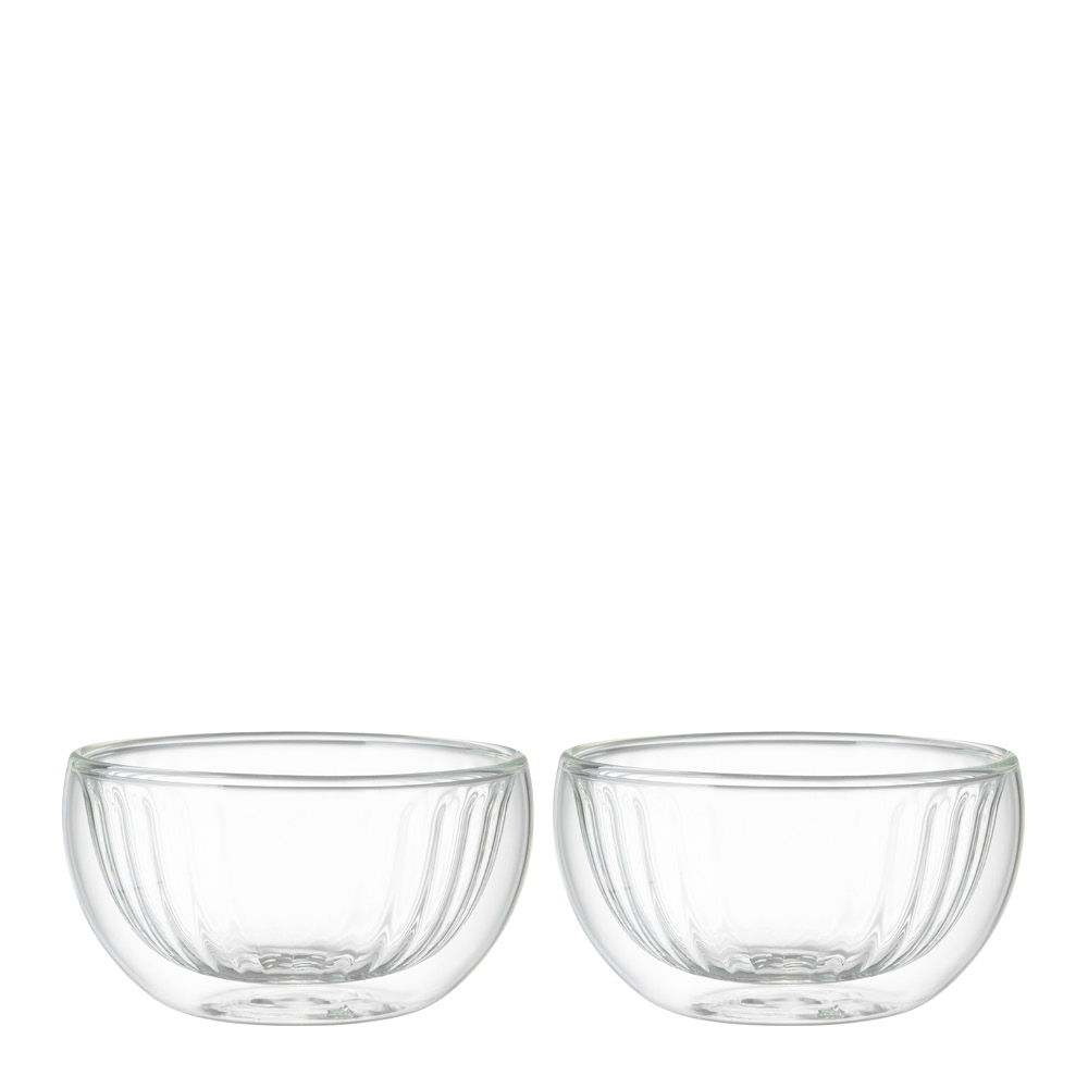 Maku Kitchen Life Dubbelväggad skål av glas 22 cl 2-pack räfflad