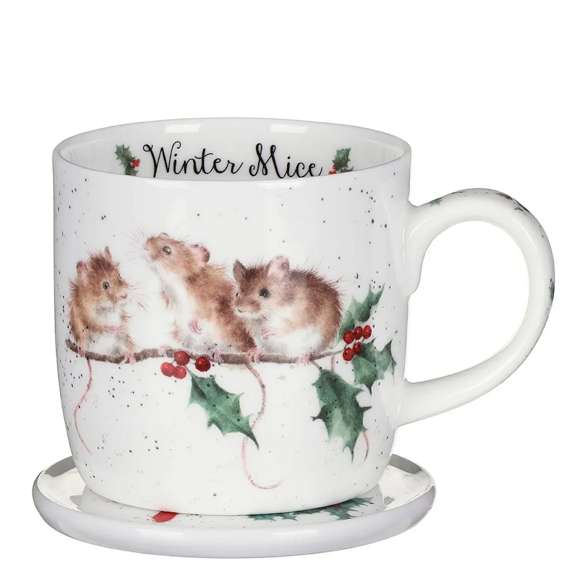 Wrendale Design Gåvoset mugg 31 cl & underlägg Winter Mice