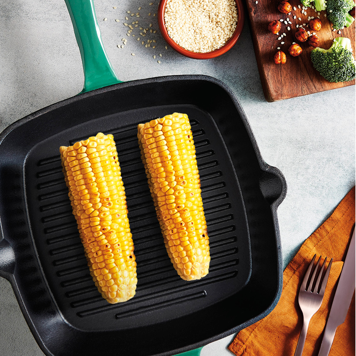 Barbary&Oak Foundry Grillipannu valurauta 26 cm Vihreä