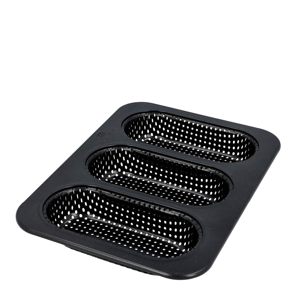 Birkmann Bread Buddies minibaguettform for 3 stk perforert 26x18 cm svart