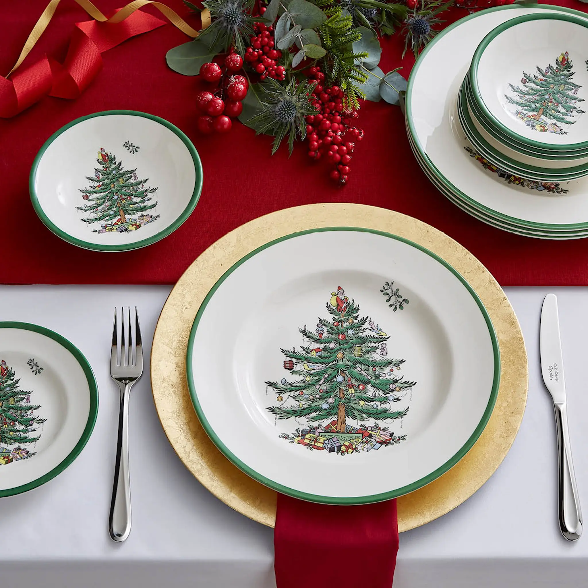Spode Christmas Tree middagsservise 12 deler 4 personer