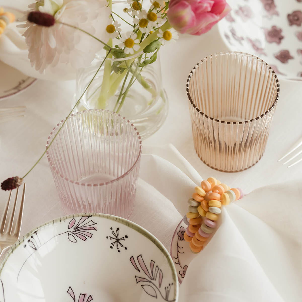 Paveau Ribbed Elegance glas Pink 25 cl rosa