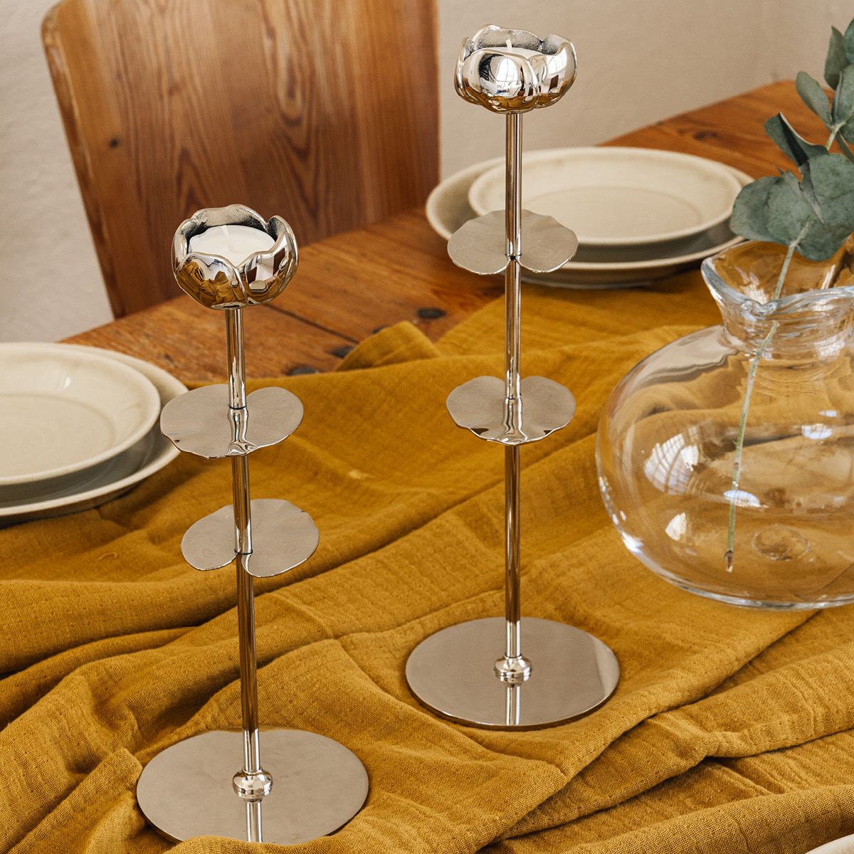 Hilke Ninfea Alta NP lysestake 35 cm sølv