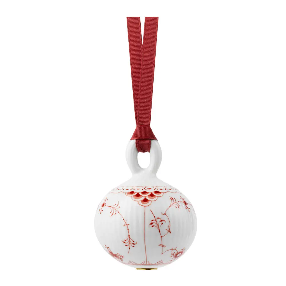 Rød Musselmalt Halvblonde julekule 9,5 cm