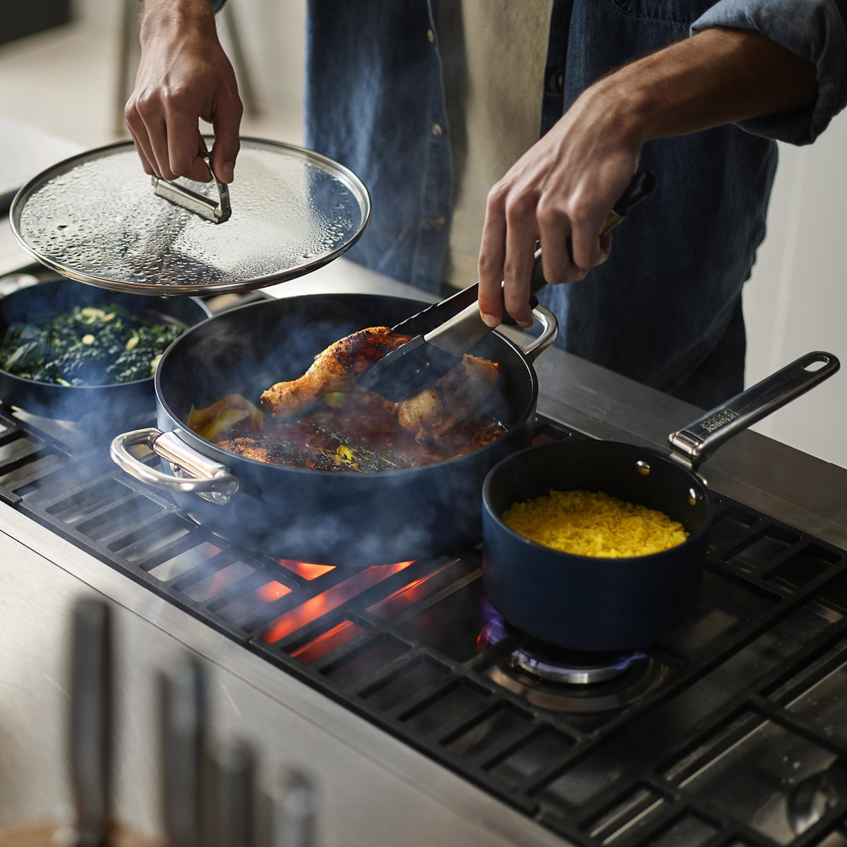 Joseph Joseph Space gryta med lock 4,5 L 28 cm midnight blue