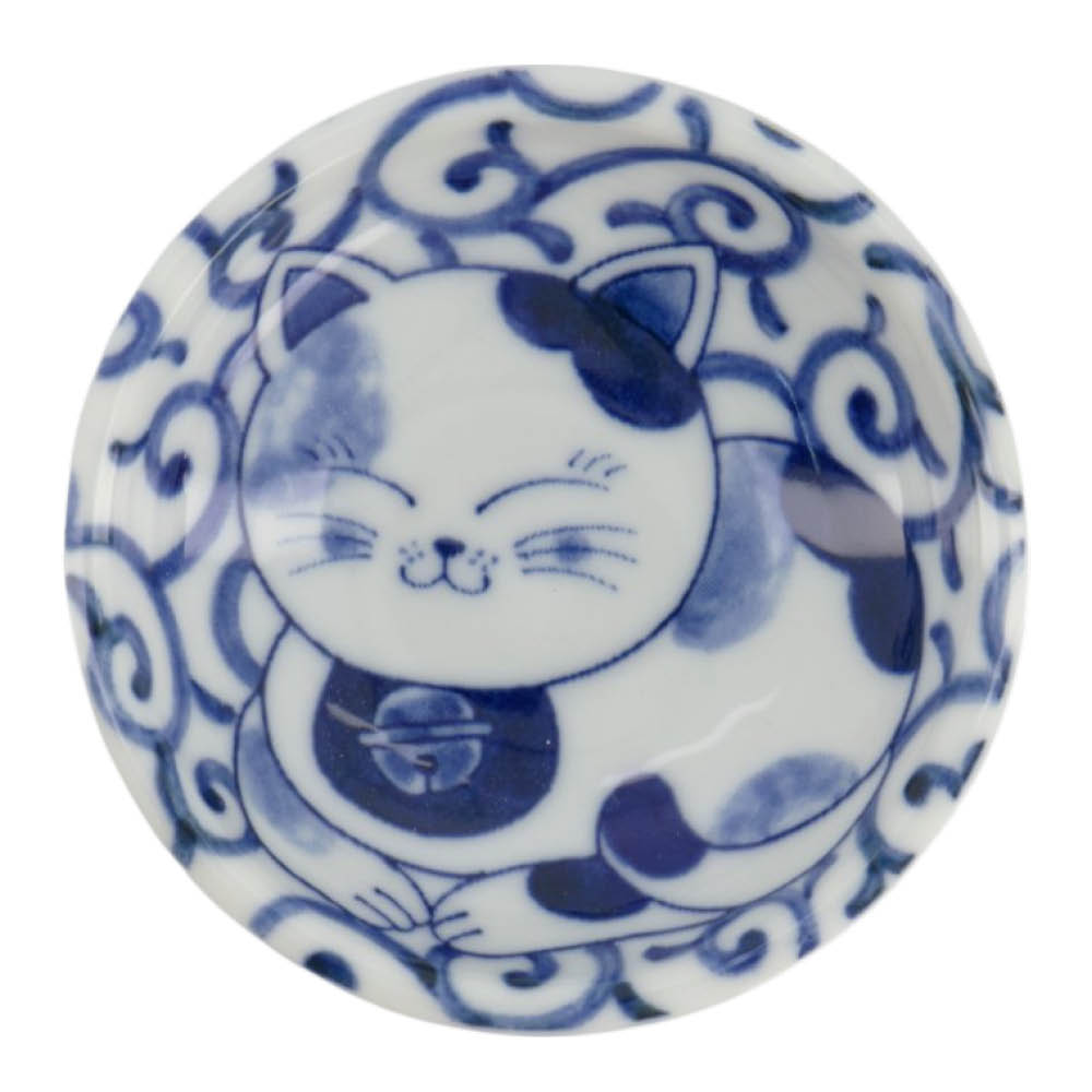 Tokyo Design Studio Kawaii soyaskål 8 cm Katt Neko 33852 blå/vit