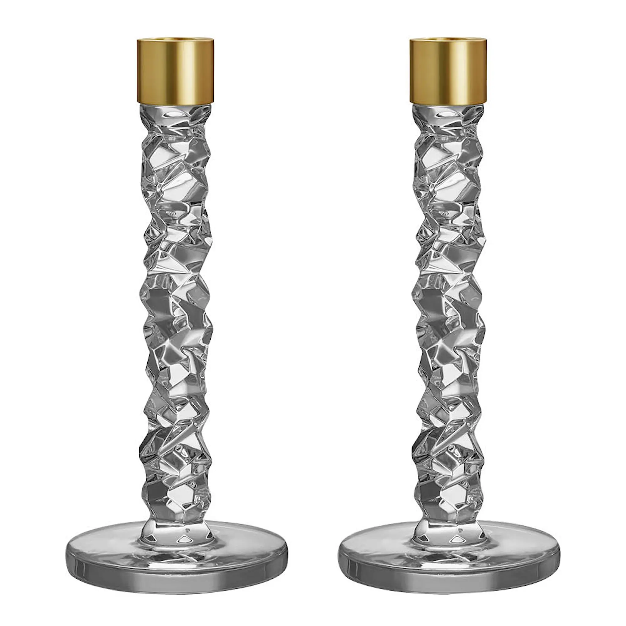 Orrefors Carat lysestake 24,2 cm 2 stk gull