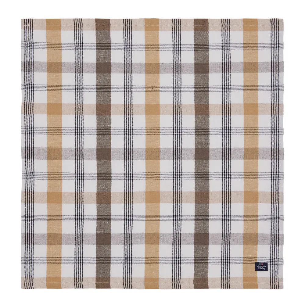 Ruudullinen pellava/puuvillalautasliina 50x50 cm oliivi/valkoinen/beige