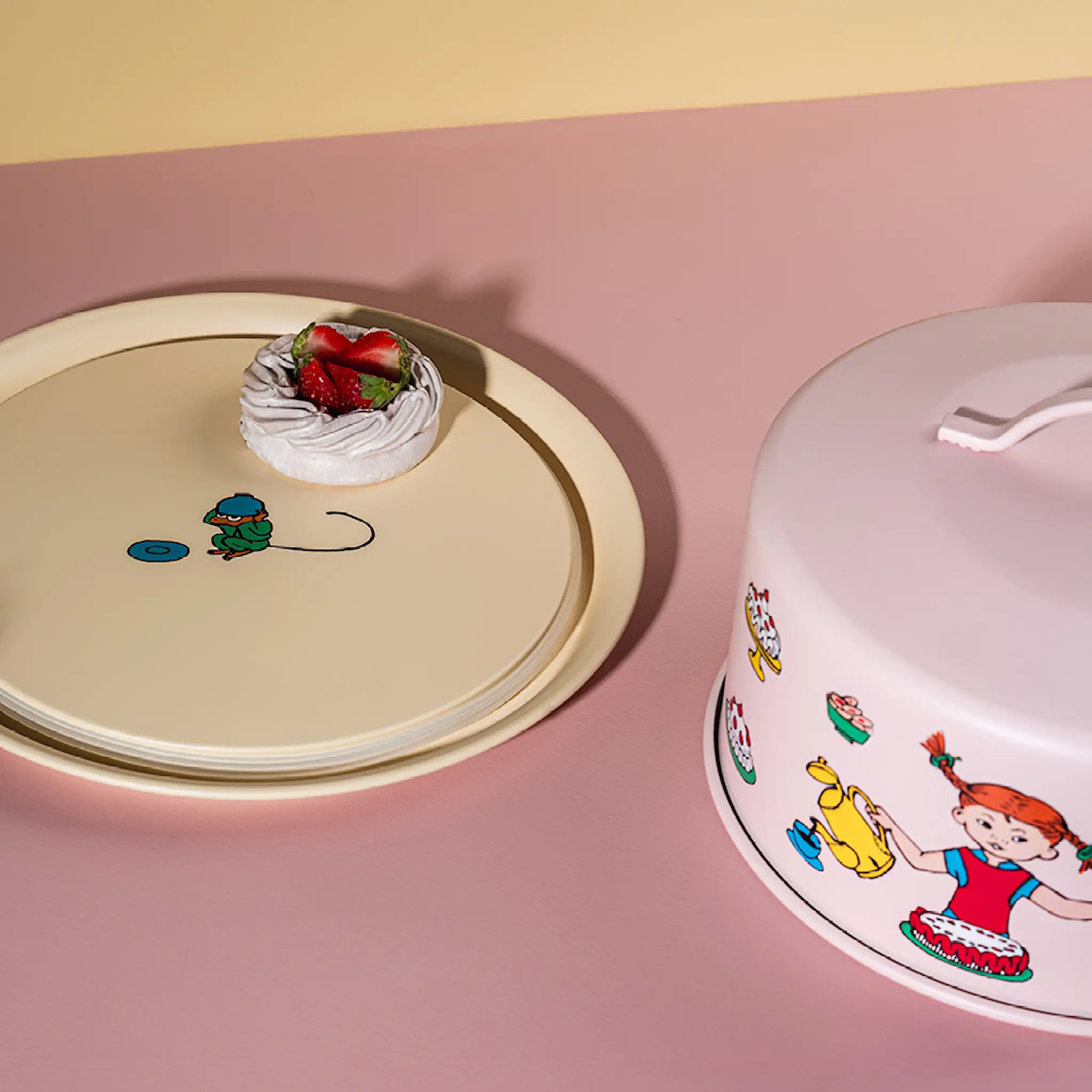 Muurla Pippi kakefat m/lokk 28,5x12 cm bursdag rosa