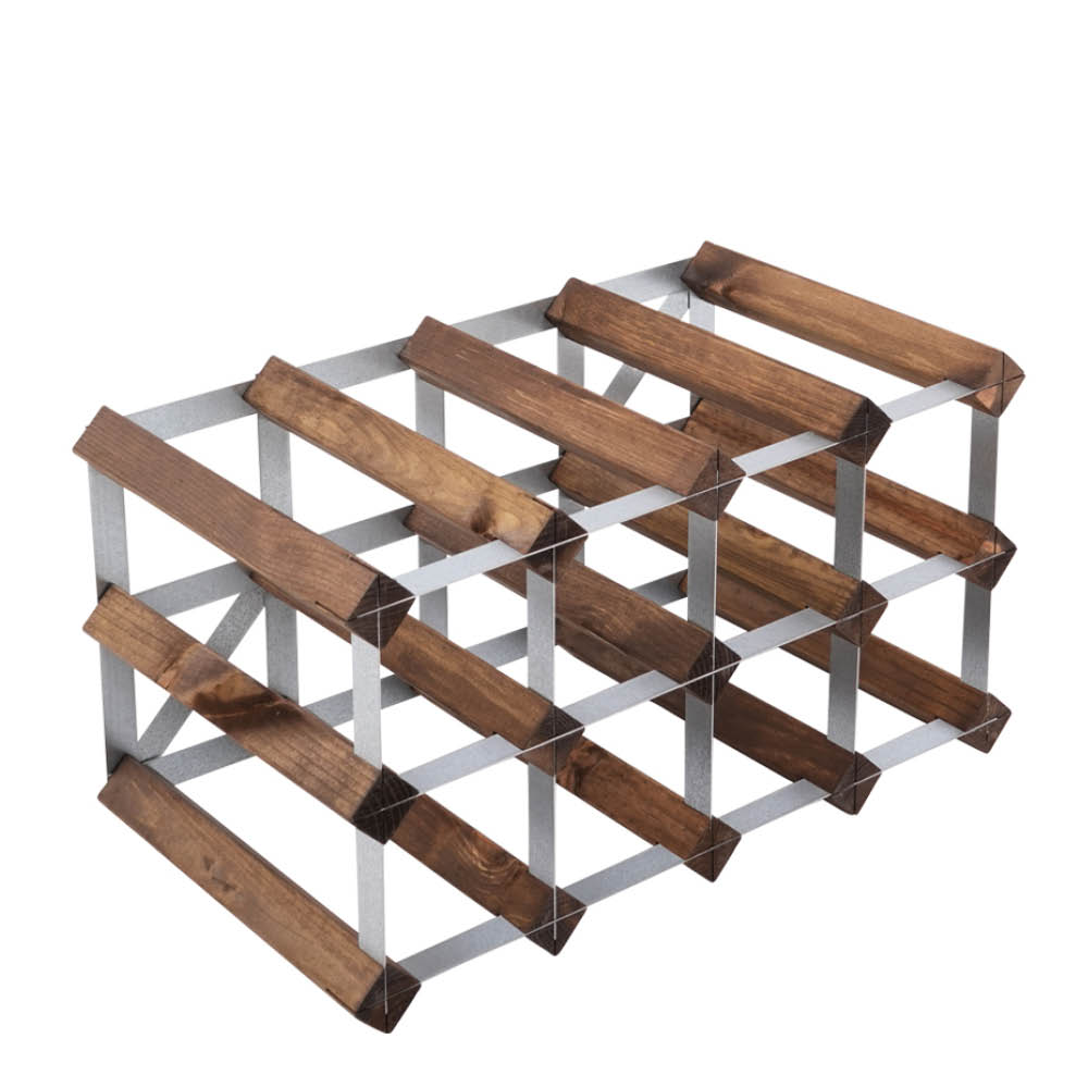 The Swedish Wine Rack Factory  - Viiniteline 12 Pulloa Koottu Tumma Tammi