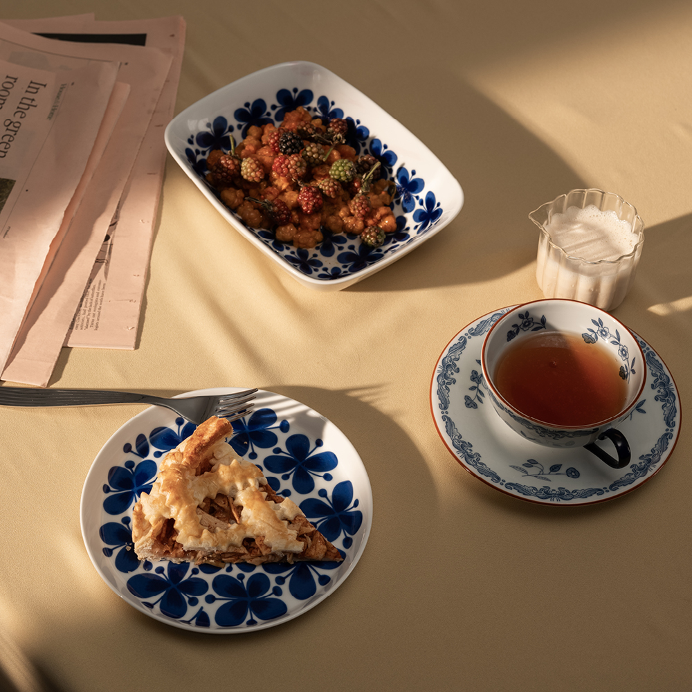 Rörstrand Mon Amie rektangulär skål 21 cm blå/vit