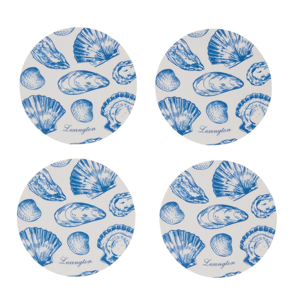 Lexington Glasunderlägg 9 cm 4-pack laminat dubbelsidigt blå/vit