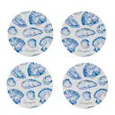 Glasunderlägg 9 cm 4-pack laminat dubbelsidigt blå/vit