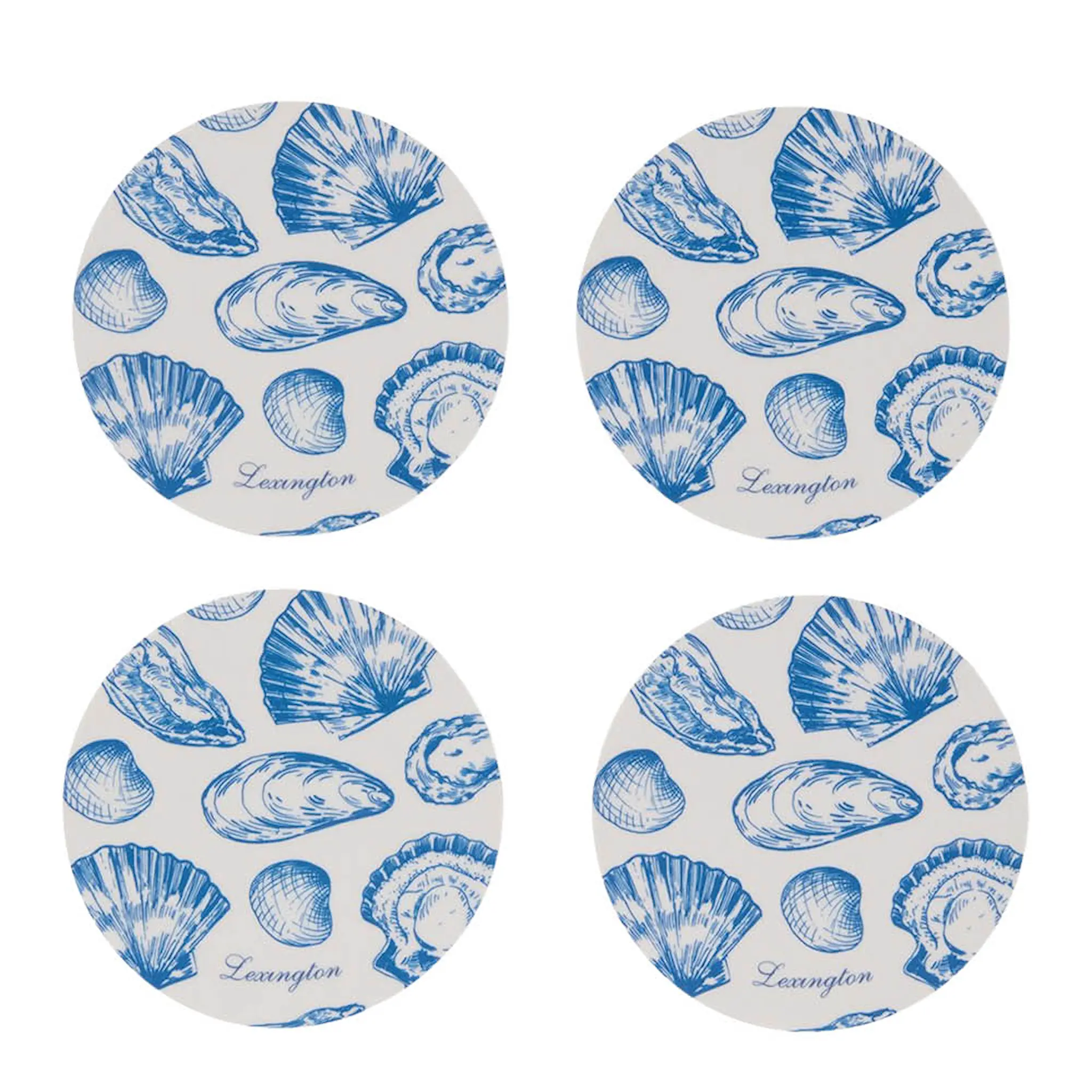 Lexington Glasunderlägg 9 cm 4-pack laminat dubbelsidigt blå/vit