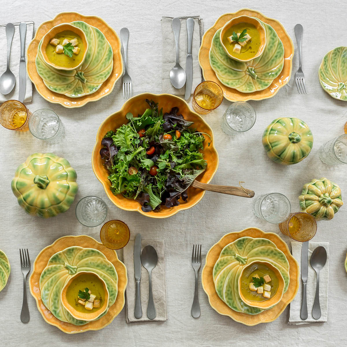 Bordallo Pinheiro Pumpkin salladsskål 33,5 cm pumpa orange