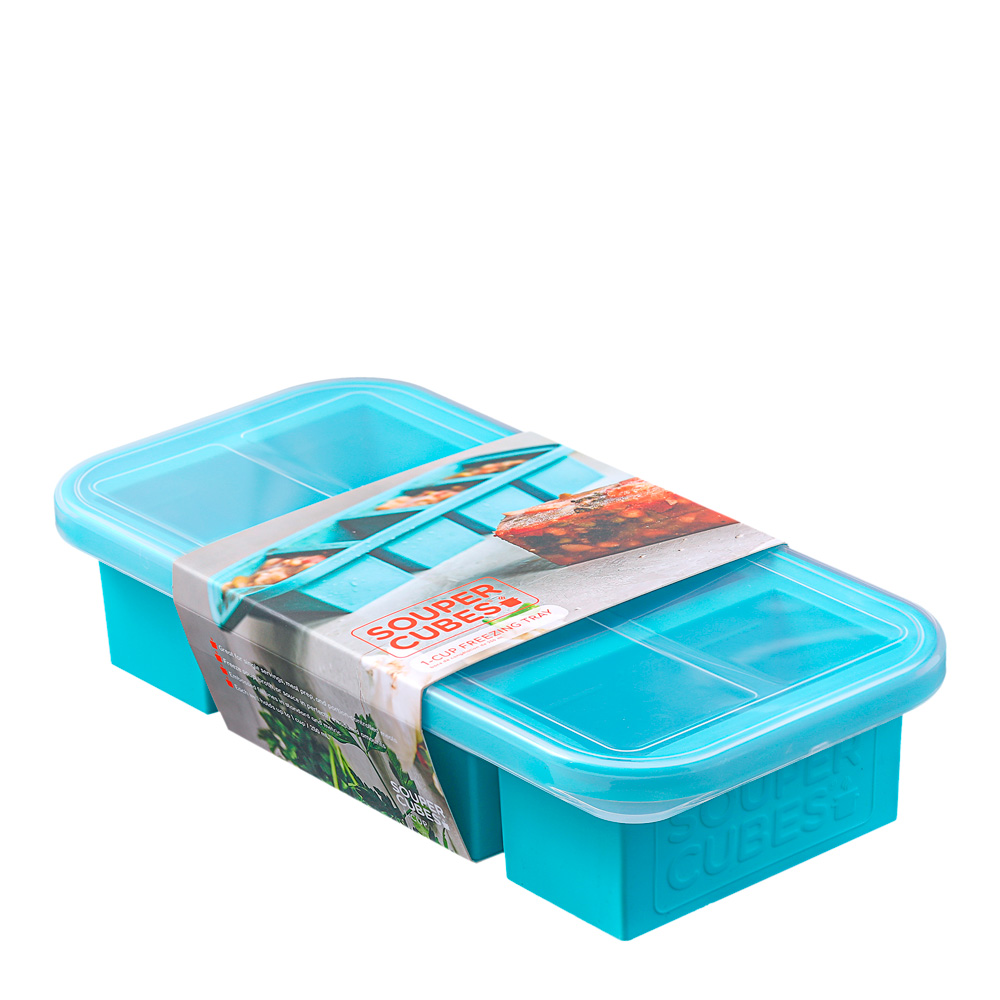 Souper Cubes Matförvaring och Lock Silikon 1-cup 4x250 ml Blå