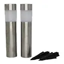 Trädgårdsfackla solcell 6x39 cm 2-pack stål