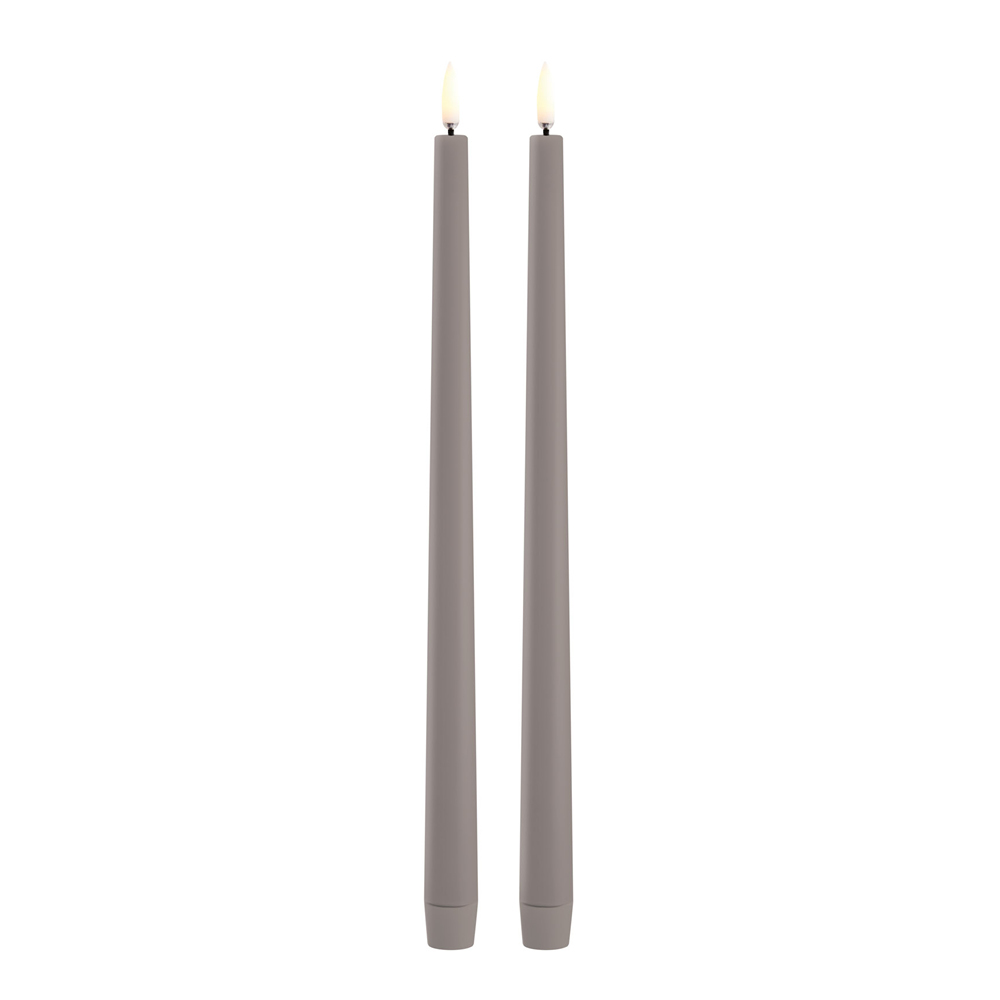 Uyuni Lighting - Taper Candles slim LED Kruunukynttilä 2,3x32 cm 2 kpl Harmaa
