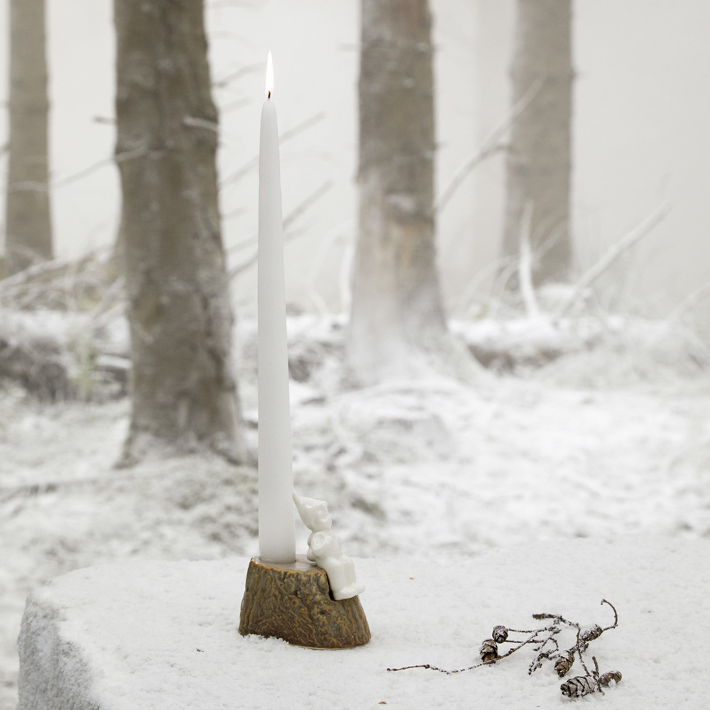 Kähler Christmas Tales Ljusstake Journey 9,5 cm Vit/Beige