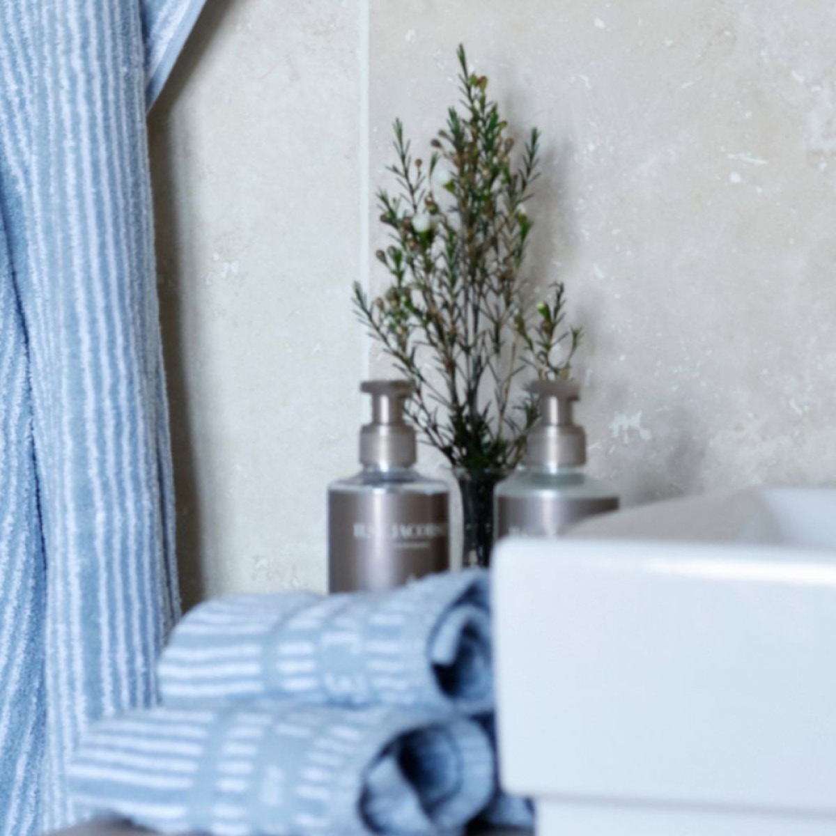 Home by Ilse Jacobsen Bath Collection Pesulappu 30x30 cm 4 kpl Powder Blue Stripes