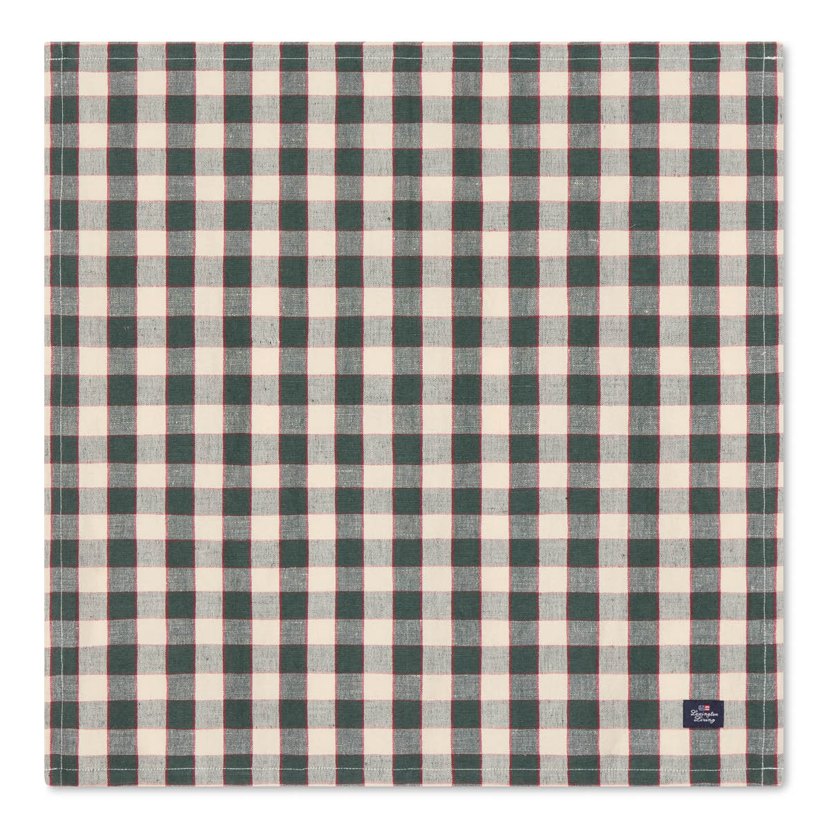 Lexington Tygservett linne/bomull 50x50 cm rutig grön/ljusbeige/röd