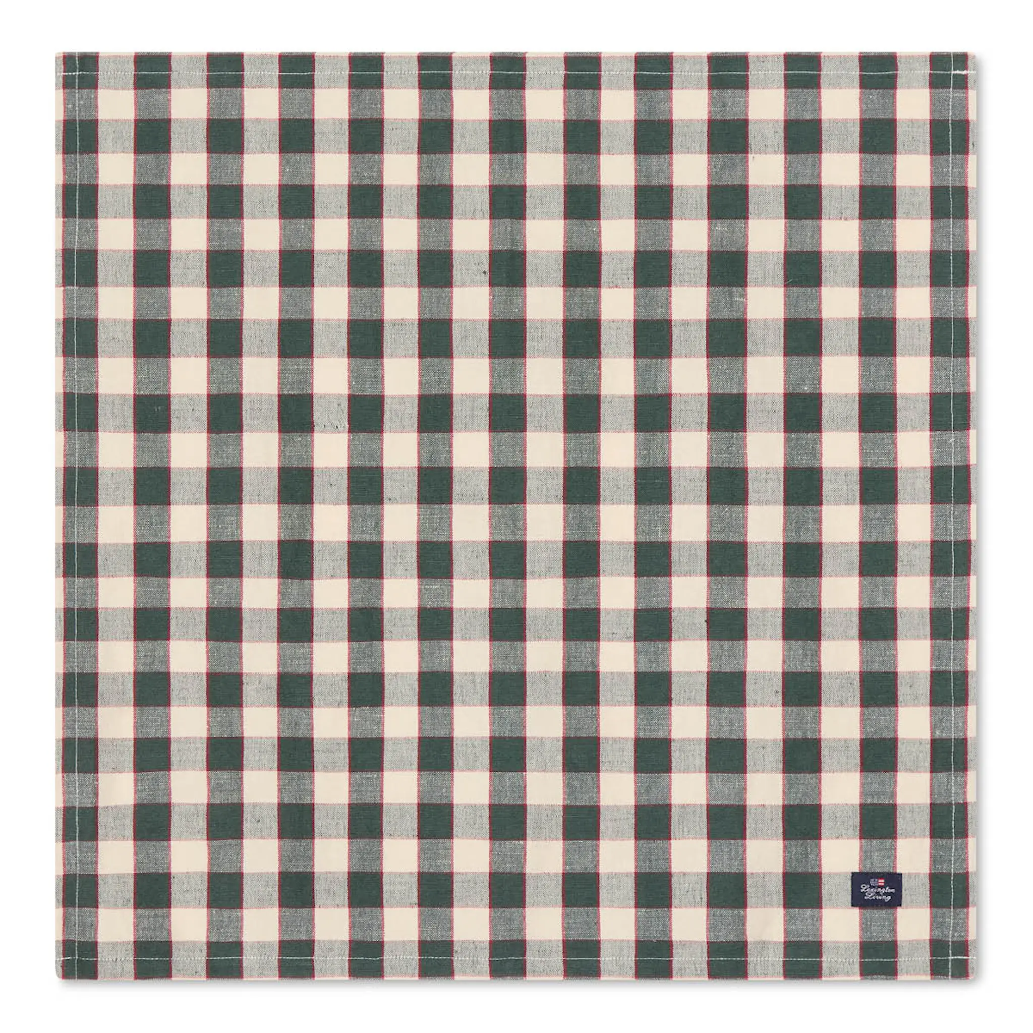 Lexington Tygservett linne/bomull 50x50 cm rutig grön/ljusbeige/röd