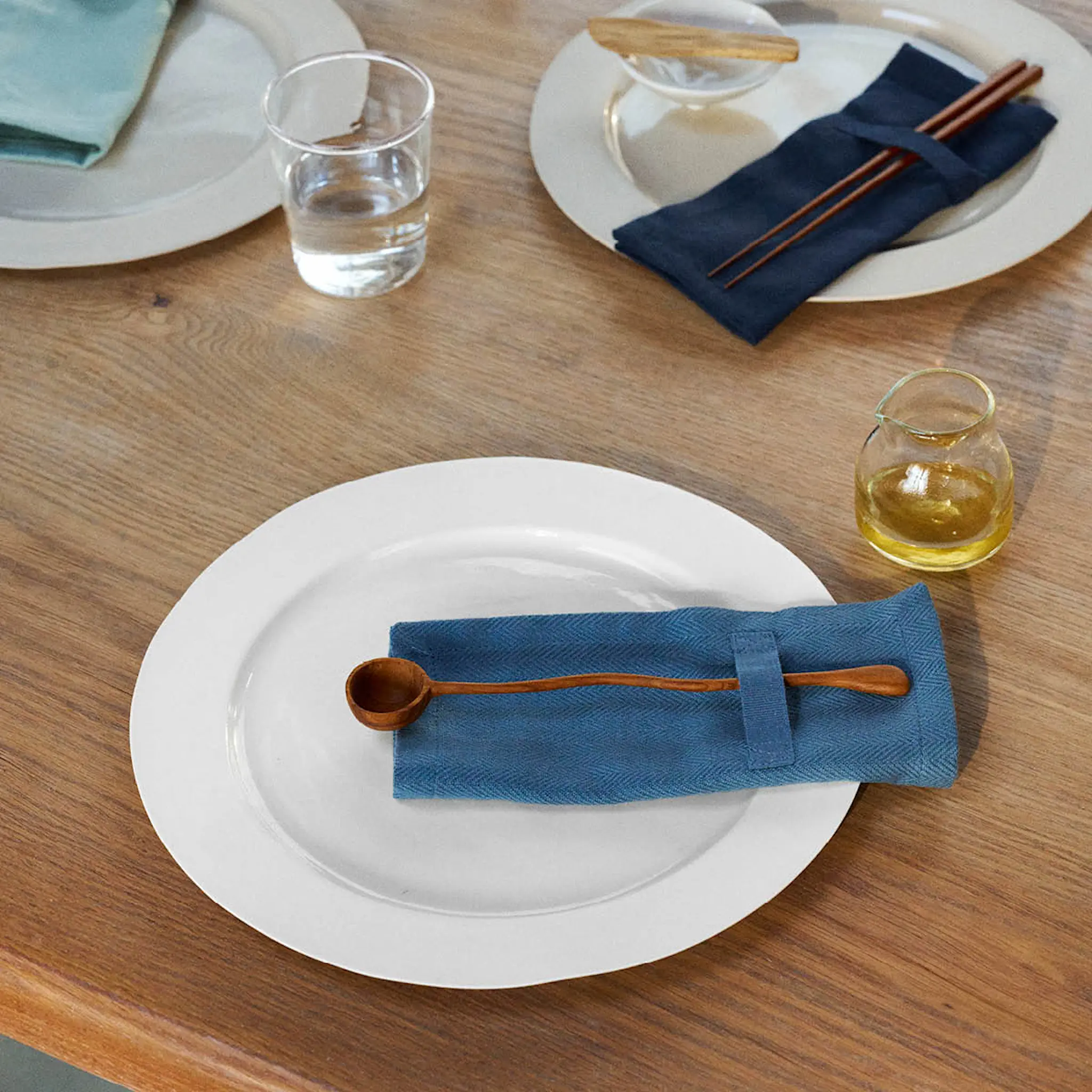 The Organic Company Servett i bomull 20x20 cm 4-pack gråblå