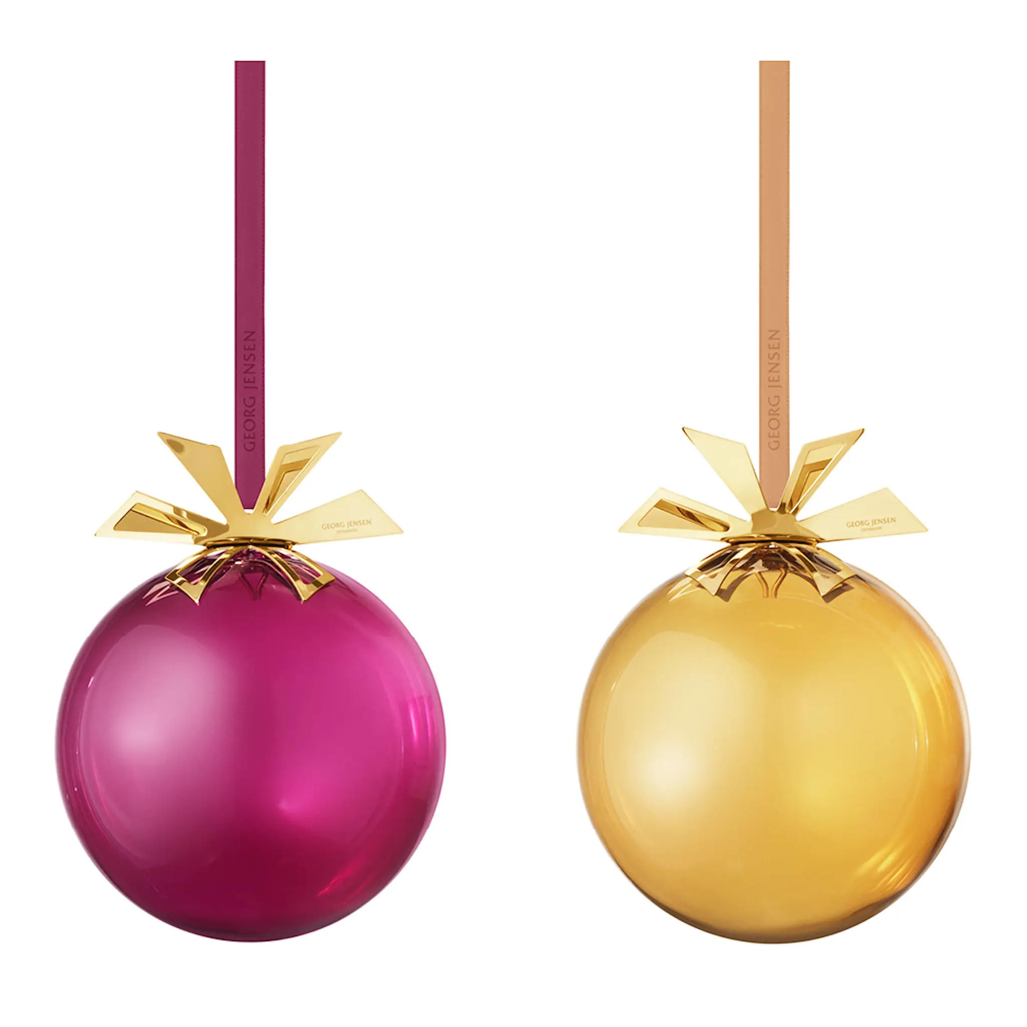 Georg Jensen Joulu 2025 Lasipallo 2 kpl Bordeaux/Kulta