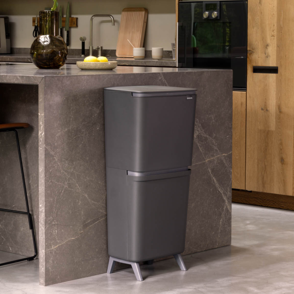 Brabantia SortUp källsorteringskärl hög 10+10+25 L mörkgrå