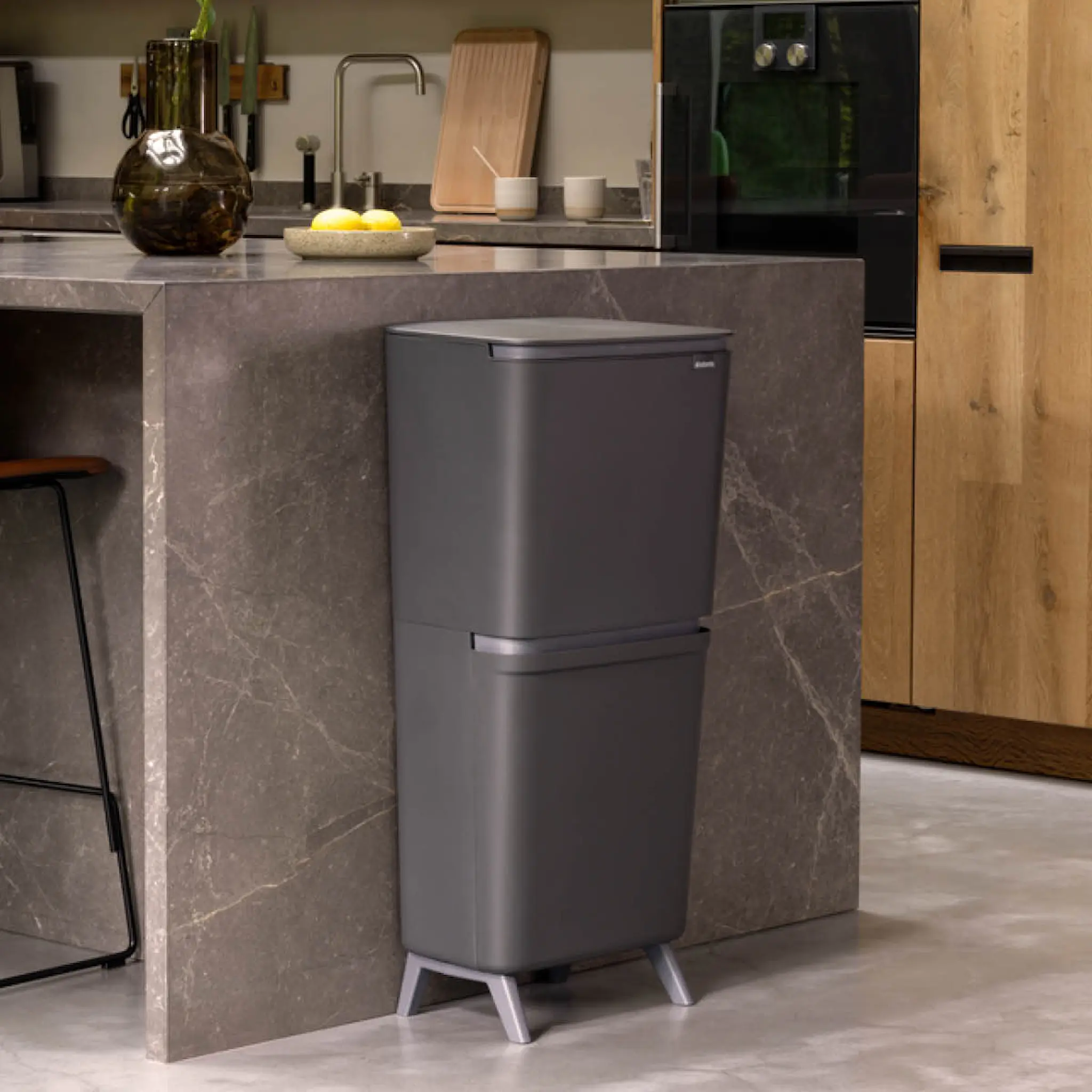 Brabantia SortUp källsorteringskärl hög 10+10+25 L mörkgrå